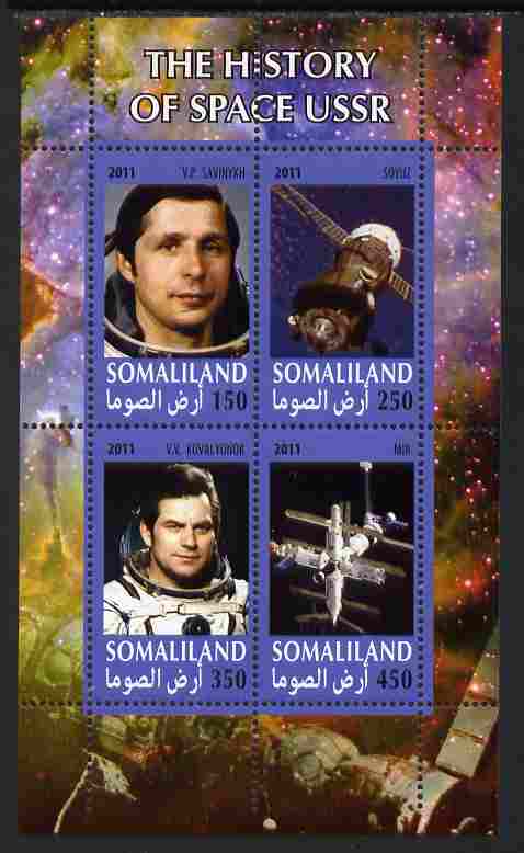 Somaliland 2011 History of Space - USSR #15 perf sheetlet containing 4 values unmounted mint