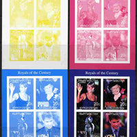 Kyrgyzstan 1999 British Royals sheetlet containing 4 values - the set of 4 imperf progressive proofs comprising 3 individual colours plus all 4-colour composite, unmounted mint