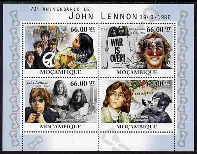 Mozambique 2010 70th Birth Anniversary of John Lennon perf sheetlet containing 4 values unmounted mint
