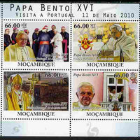 Mozambique 2010 Pope Benedict Visit to Portugal perf sheetlet containing 4 values unmounted mint
