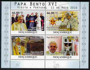 Mozambique 2010 Pope Benedict Visit to Portugal perf sheetlet containing 4 values unmounted mint