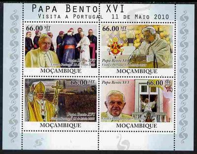 Mozambique 2010 Pope Benedict Visit to Portugal perf sheetlet containing 4 values unmounted mint
