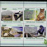 Togo 2011 Environment - Fragmentation of Habitat - Animals perf sheetlet containing 4 values unmounted mint