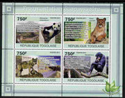 Togo 2011 Environment - Fragmentation of Habitat - Animals perf sheetlet containing 4 values unmounted mint