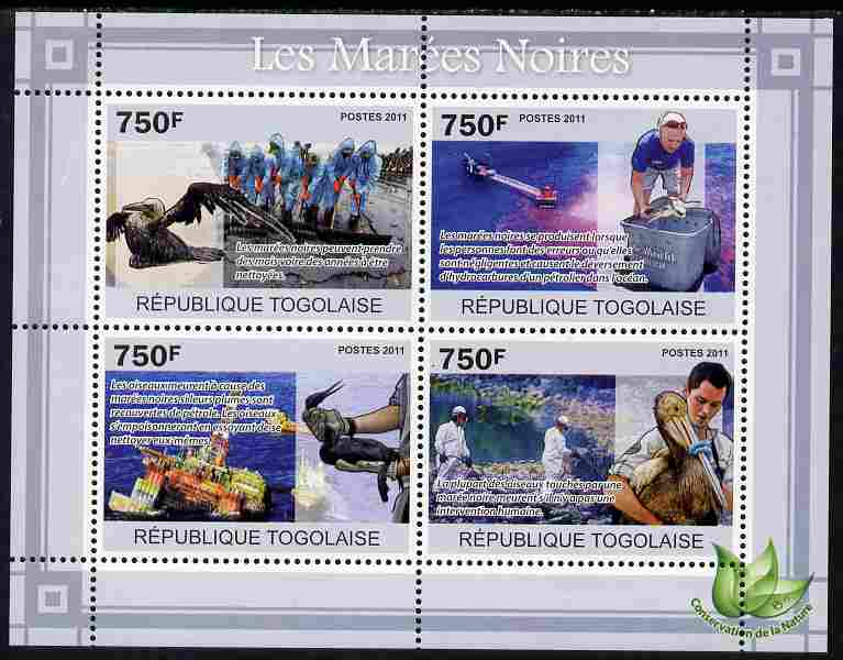 Togo 2011 Environment - Oil Spills - Animals & Birds perf sheetlet containing 4 values unmounted mint