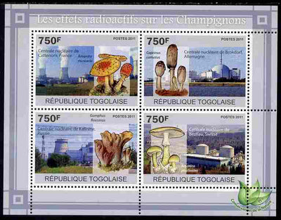 Togo 2011 Environment - Radioactivity - Mushrooms perf sheetlet containing 4 values unmounted mint