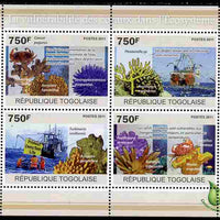 Togo 2011 Environment - Vulnerable Corals - Ships perf sheetlet containing 4 values unmounted mint