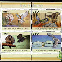 Togo 2011 Owls perf sheetlet containing 4 values unmounted mint