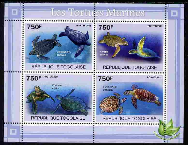 Togo 2011 Marine Turtles perf sheetlet containing 4 values unmounted mint