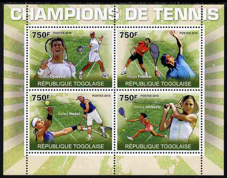 Togo 2010 Champions of Tennis perf sheetlet containing 4 values unmounted mint Yvert 2256-59