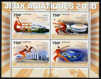 Togo 2010 Asian Games perf sheetlet containing 4 values unmounted mint Yvert 2284-87