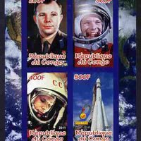 Congo 2011 50th Anniversary of First Man in Space - Yuri Gagarin imperf sheetlet containing 4 values unmounted mint