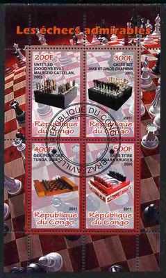 Congo 2011 Chess #2 perf sheetlet containing 4 values cto used