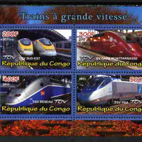 Congo 2011 High Speed Trains #1 perf sheetlet containing 4 values unmounted mint