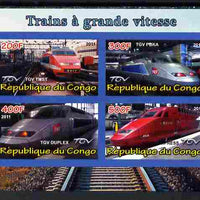 Congo 2011 High Speed Trains #2 imperf sheetlet containing 4 values unmounted mint