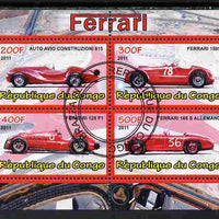 Congo 2011 Ferrari cars #1 perf sheetlet containing 4 values cto used