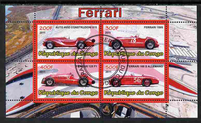Congo 2011 Ferrari cars #1 perf sheetlet containing 4 values cto used