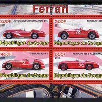 Congo 2011 Ferrari cars #1 perf sheetlet containing 4 values unmounted mint