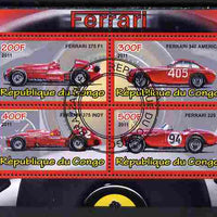 Congo 2011 Ferrari cars #2 perf sheetlet containing 4 values cto used