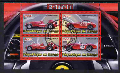 Congo 2011 Ferrari cars #2 perf sheetlet containing 4 values cto used