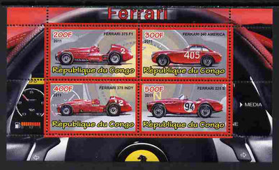 Congo 2011 Ferrari cars #2 perf sheetlet containing 4 values unmounted mint