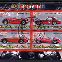 Congo 2011 Ferrari cars #3 perf sheetlet containing 4 values cto used