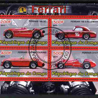 Congo 2011 Ferrari cars #3 perf sheetlet containing 4 values cto used