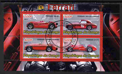 Congo 2011 Ferrari cars #3 perf sheetlet containing 4 values cto used