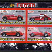Congo 2011 Ferrari cars #3 imperf sheetlet containing 4 values unmounted mint