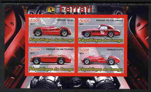 Congo 2011 Ferrari cars #3 imperf sheetlet containing 4 values unmounted mint