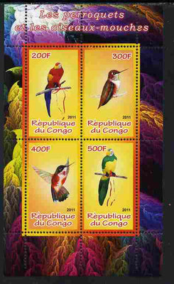 Congo 2011 Birds - Hummingbirds & Parrots perf sheetlet containing 4 values unmounted mint