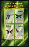 Congo 2011 Butterflies & Dinosaurs #2 perf sheetlet containing 4 values unmounted mint