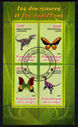 Congo 2011 Butterflies & Dinosaurs #3 perf sheetlet containing 4 values cto used
