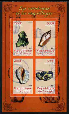 Congo 2011 Minerals & Sea Shells #1 imperf sheetlet containing 4 values unmounted mint