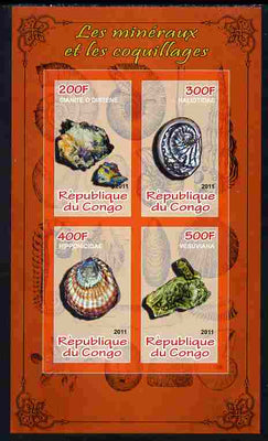 Congo 2011 Minerals & Sea Shells #2 imperf sheetlet containing 4 values unmounted mint