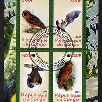 Congo 2011 Owls & Bats #1 perf sheetlet containing 4 values cto used