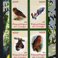 Congo 2011 Owls & Bats #1 perf sheetlet containing 4 values unmounted mint