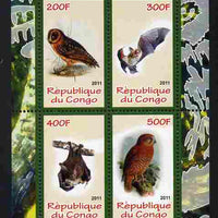 Congo 2011 Owls & Bats #1 perf sheetlet containing 4 values unmounted mint