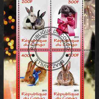 Congo 2011 Chinese New Year - Year of the Rabbit perf sheetlet containing 4 values cto used