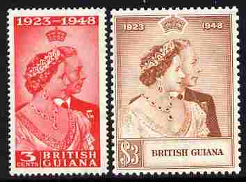 British Guiana 1948 KG6 Royal Silver Wedding set of 2 mounted mint SG 322-3