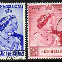Seychelles 1948 KG6 Royal Silver Wedding perf set of 2 cds used, SG 152-3