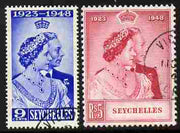 Seychelles 1948 KG6 Royal Silver Wedding perf set of 2 cds used, SG 152-3