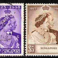 Singapore 1948 KG6 Royal Silver Wedding set of 2 cds used SG 31-2