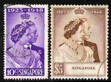 Singapore 1948 KG6 Royal Silver Wedding set of 2 cds used SG 31-2