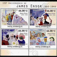 Mozambique 2010,150th Birth Anniversary of James Ensor perf sheetlet containing 4 values unmounted mint