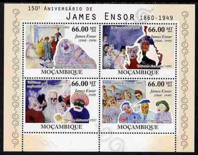 Mozambique 2010,150th Birth Anniversary of James Ensor perf sheetlet containing 4 values unmounted mint