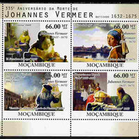 Mozambique 2010,335th Death Anniversary of Johannes Vermeer perf sheetlet containing 4 values unmounted mint