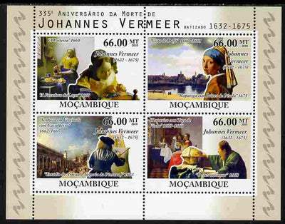 Mozambique 2010,335th Death Anniversary of Johannes Vermeer perf sheetlet containing 4 values unmounted mint