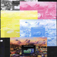 Benin 2011 Cars 2 m/sheet #4 - the set of 5 imperf progressive proofs comprising the 4 individual colours plus all 4-colour composite, unmounted mint