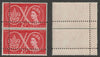 Great Britain 1957 World Scout Jamboree 2.5d unmounted mint vertical pair with perforations doubled (stamps are quartered). Note: the stamps are genuine but the additional perfs are a slightly different gauge identifying it to be a forgery.